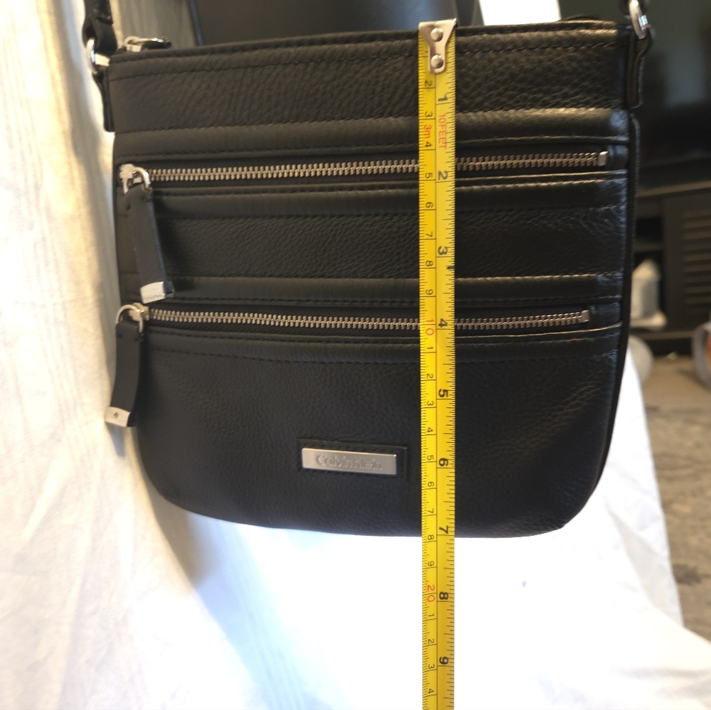 Calvin Klein Black Leather Crossbody with Silver Accents - Picture 4 of 10